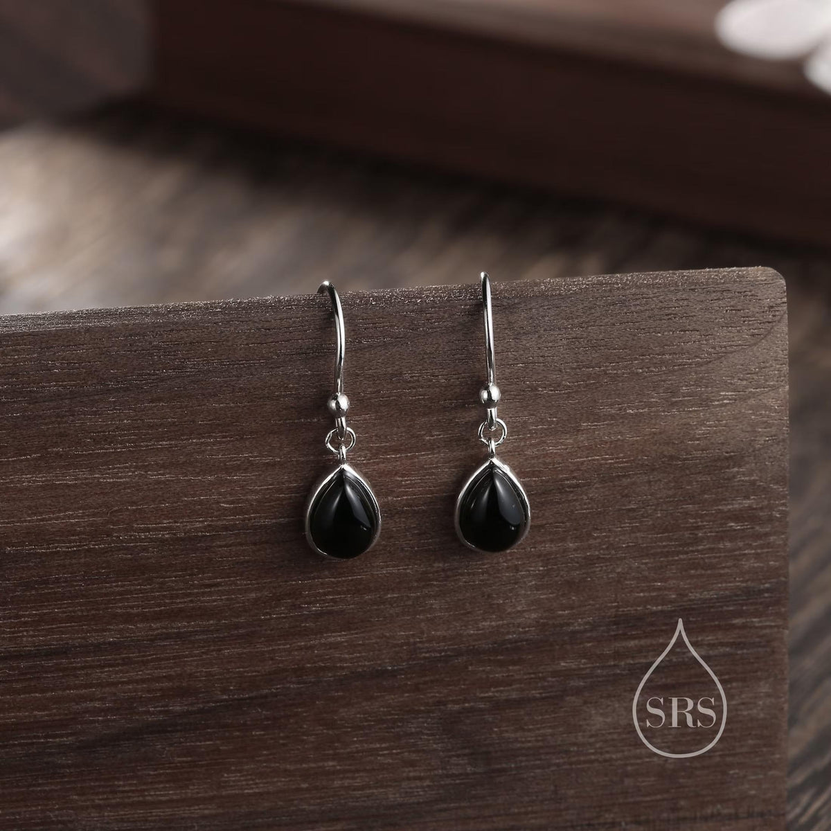 Sterling Silver Gemstone Droplet Hook Earrings, Genuine Stones with Lab-Created Moonstone and Opal, Pear-Shaped Drops