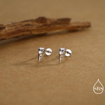 Sterling Silver Bird Skull Internally Threaded Flat Back Earrings, Silver, Gold or Rose Gold, Bird Skeleton Earrings
