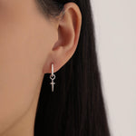 Mismatched Dragon and Sword Huggie Hoops in Sterling Silver, Detachable Asymmetric Dragon and Sword Hoop Earrings, Silver, Gold or Rose Gold