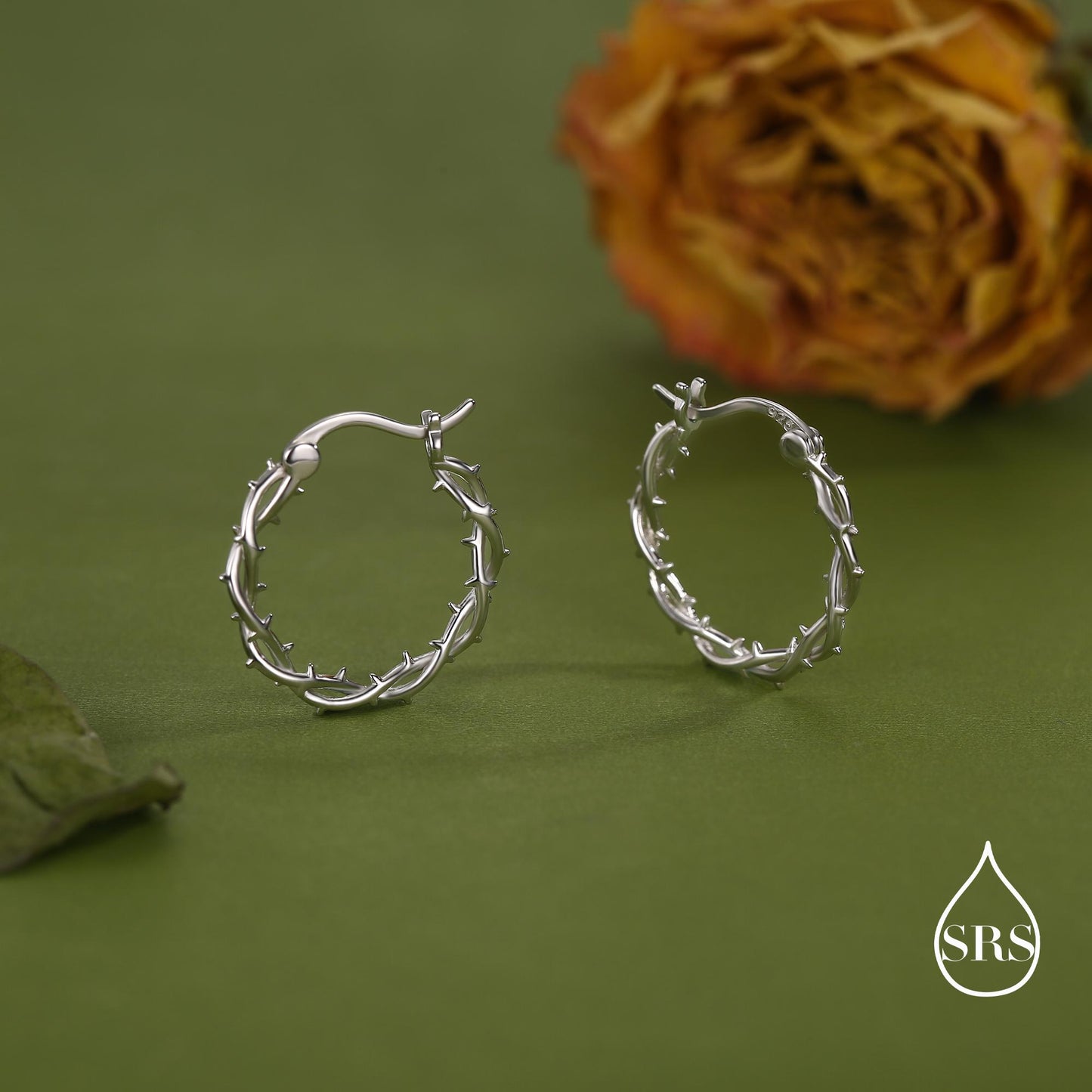 Thorned Vine Sterling Silver Hoop Earrings