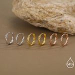 Sterling Silver Dainty Braided Hoop Earrings, 8mm or 10mm, Minimalist and Delicate Twist Rope Hoop Earrings, Silver, Gold, Rose Gold Finish