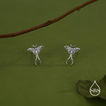 Sterling Silver Luna Moth 18G Screw Back Earrings