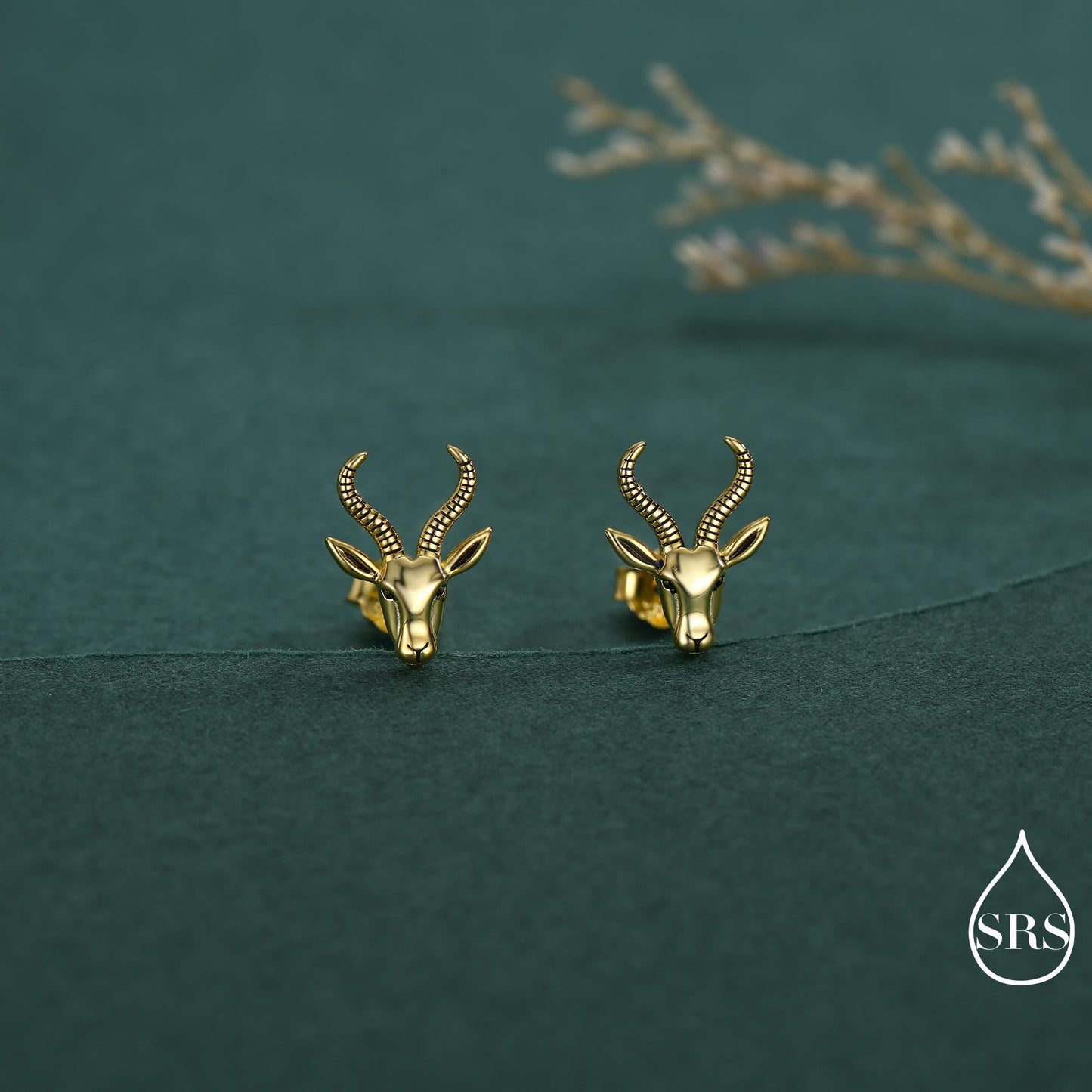 Sterling Silver Antelope / Deer Head Stud Earrings, Aries Jewellery, Animal Earrings, Nature Inspired
