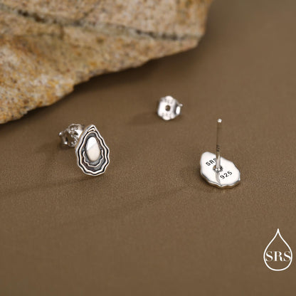 Sterling Silver Oyster Stud Earrings, coastal jewellery, ocean-inspired style, Perfect for beach lovers and ocean dreamers