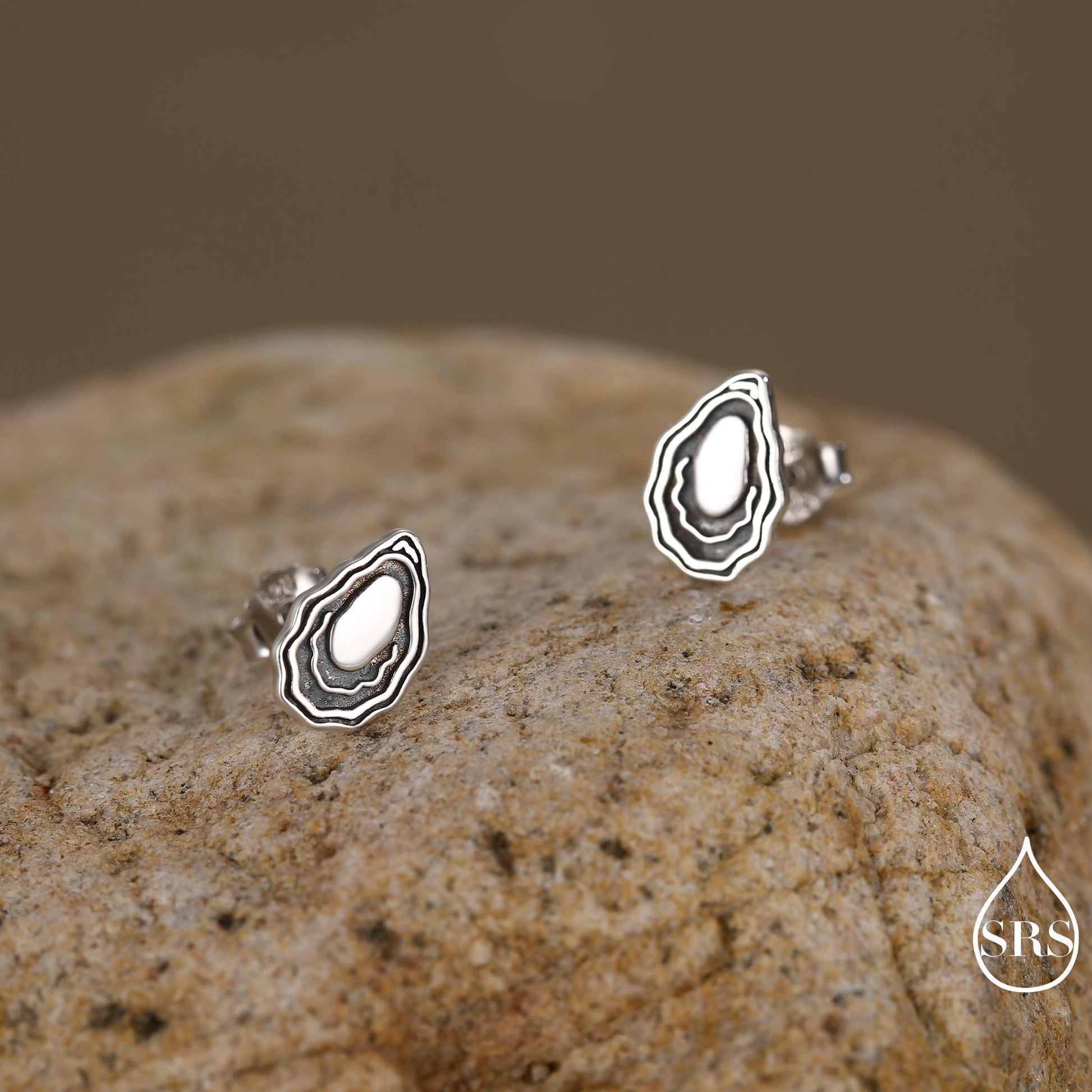 Sterling Silver Oyster Stud Earrings, coastal jewellery, ocean-inspired style, Perfect for beach lovers and ocean dreamers