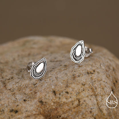 Sterling Silver Oyster Stud Earrings, coastal jewellery, ocean-inspired style, Perfect for beach lovers and ocean dreamers