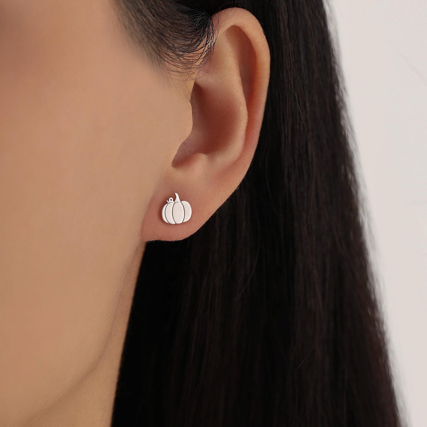 Sterling Silver Pumpkin 18G Screw Back Stud Earring with Ball Backs