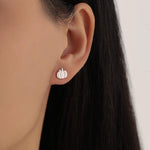 Pumpkin Internally Threaded Flat Back /Stud Earrings in Sterling Silver, Silver, Gold or Rose Gold, Tiny Pumpkin Earrings