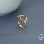 Skeleton Hands Heart Sterling Silver Ring – Gothic Love Collection - Adjustable Size