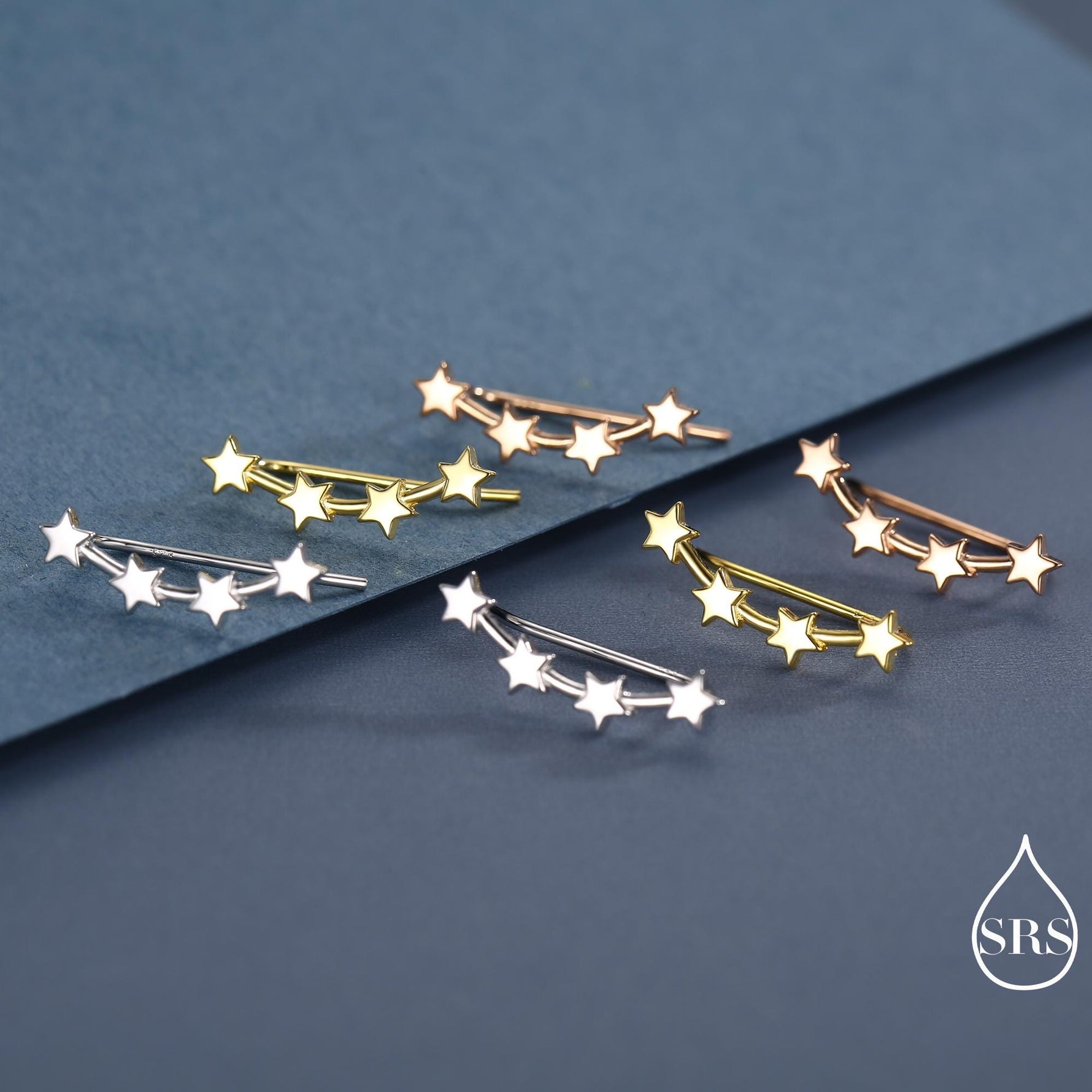 Star Constellation Crawler Earrings in Sterling Silver, Silver or Gold or Rose Gold, Star Ear Crawlers, Ear Climbers