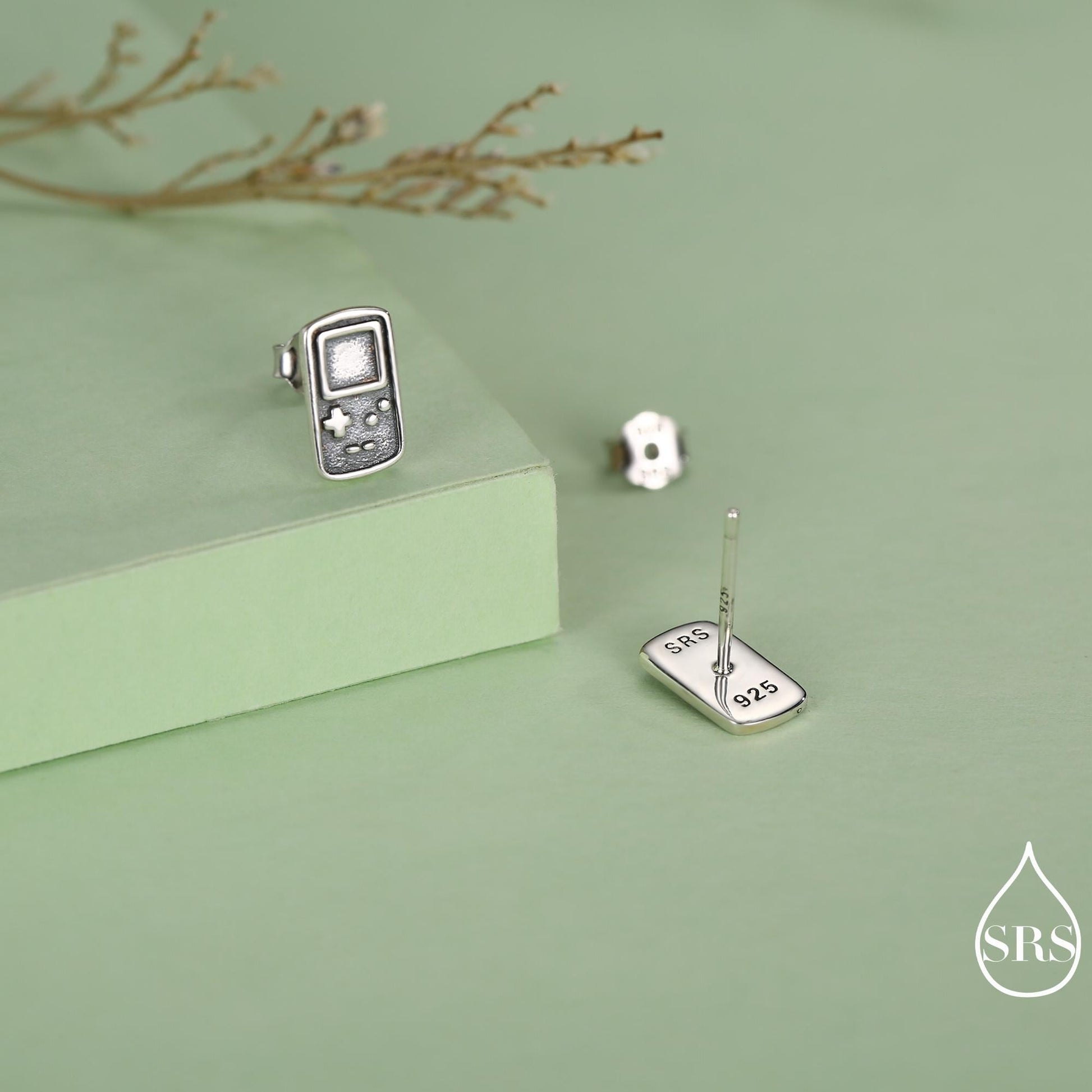 Sterling Silver Retro Game Console Stud Earrings, 90s Nostalgic Jewellery, Silver, Gold or Rose Gold Finish