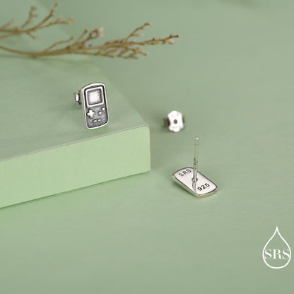 Sterling Silver Retro Game Console Stud Earrings, 90s Nostalgic Jewellery, Silver, Gold or Rose Gold Finish
