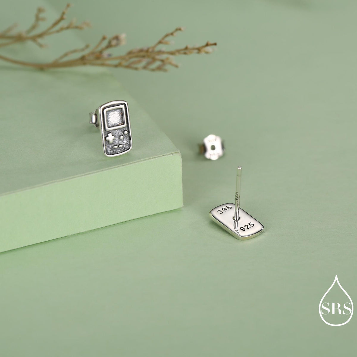 Sterling Silver Retro Game Console Stud Earrings, 90s Nostalgic Jewellery, Silver, Gold or Rose Gold Finish
