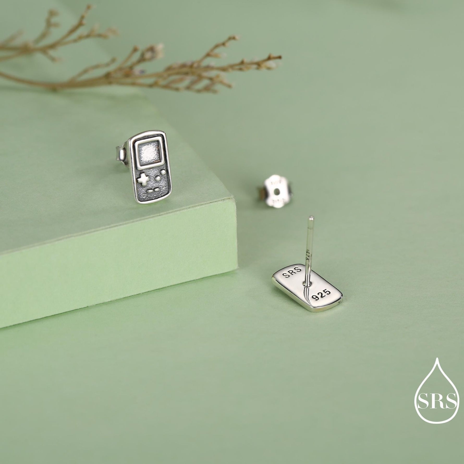 Sterling Silver Retro Game Console Stud Earrings, 90s Nostalgic Jewellery, Silver, Gold or Rose Gold Finish