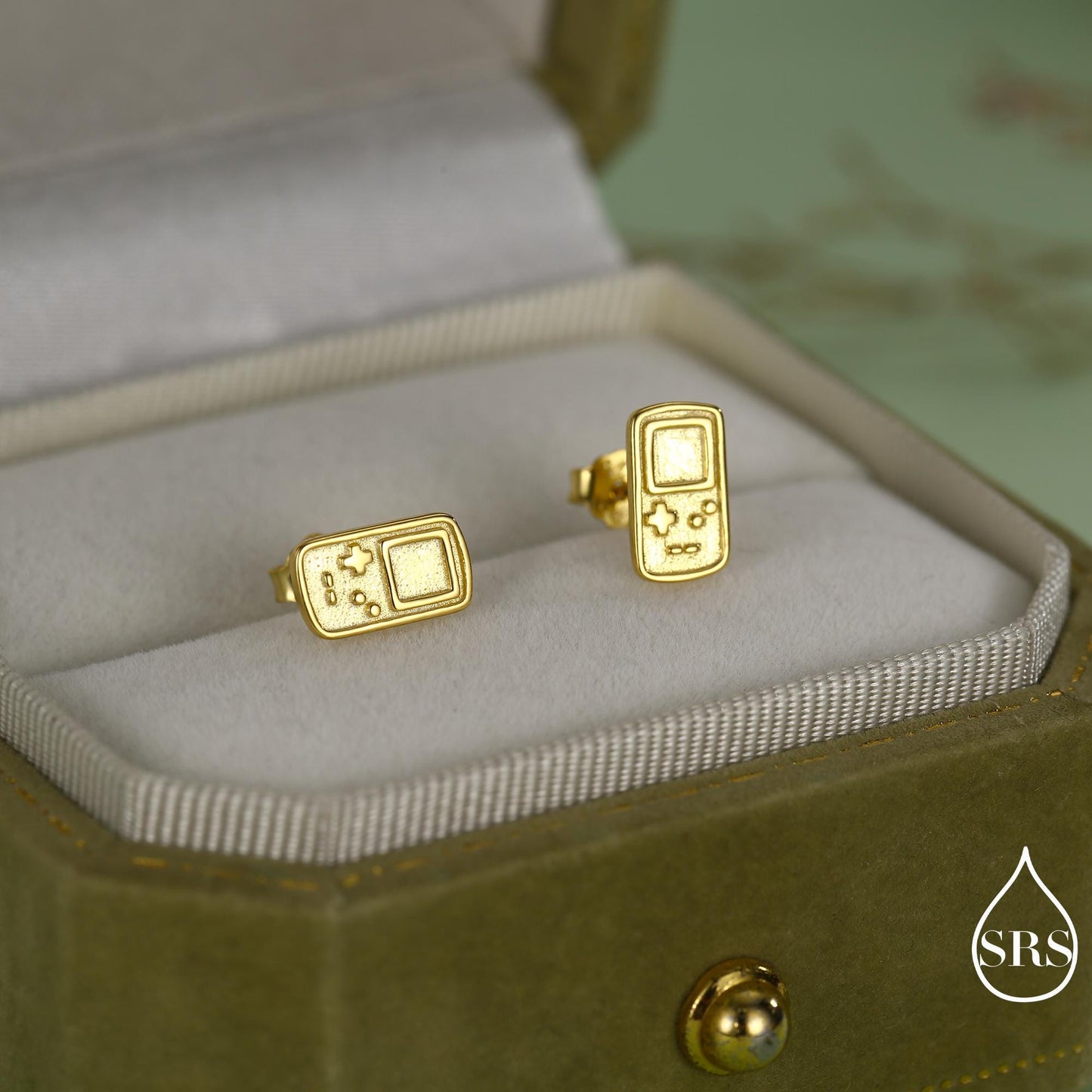 Sterling Silver Retro Game Console Stud Earrings, 90s Nostalgic Jewellery, Silver, Gold or Rose Gold Finish