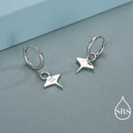 Kawaii Manta Ray Huggie Hoop Earrings in Sterling Silver, Gold or Rose Gold Finish, Detachable Charms