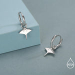 Kawaii Manta Ray Huggie Hoop Earrings in Sterling Silver, Gold or Rose Gold Finish, Detachable Charms