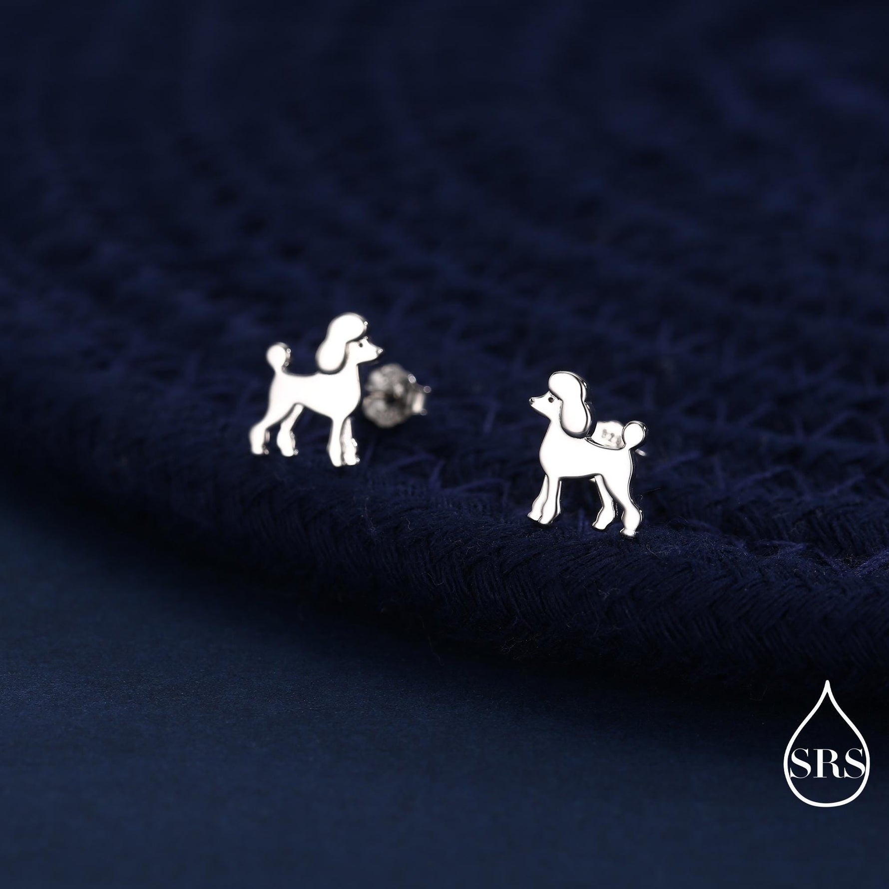Sterling Silver Poodle Dog Stud Earrings, Puppy Earrings, Silver, Gold or Rose Gold, Nature Inspired Animal Earrings, Pet Jewellery