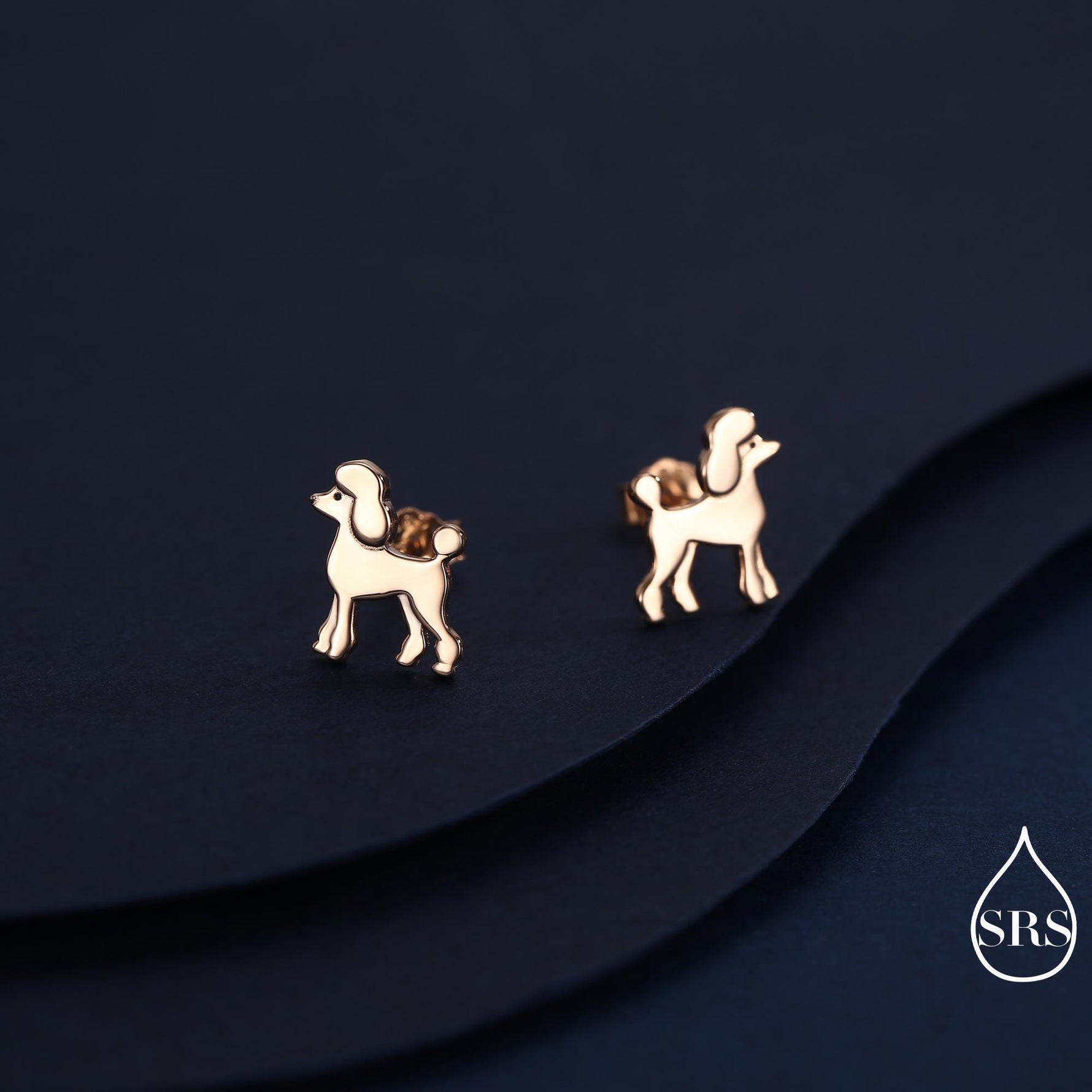 Sterling Silver Poodle Dog Stud Earrings, Puppy Earrings, Silver, Gold or Rose Gold, Nature Inspired Animal Earrings, Pet Jewellery