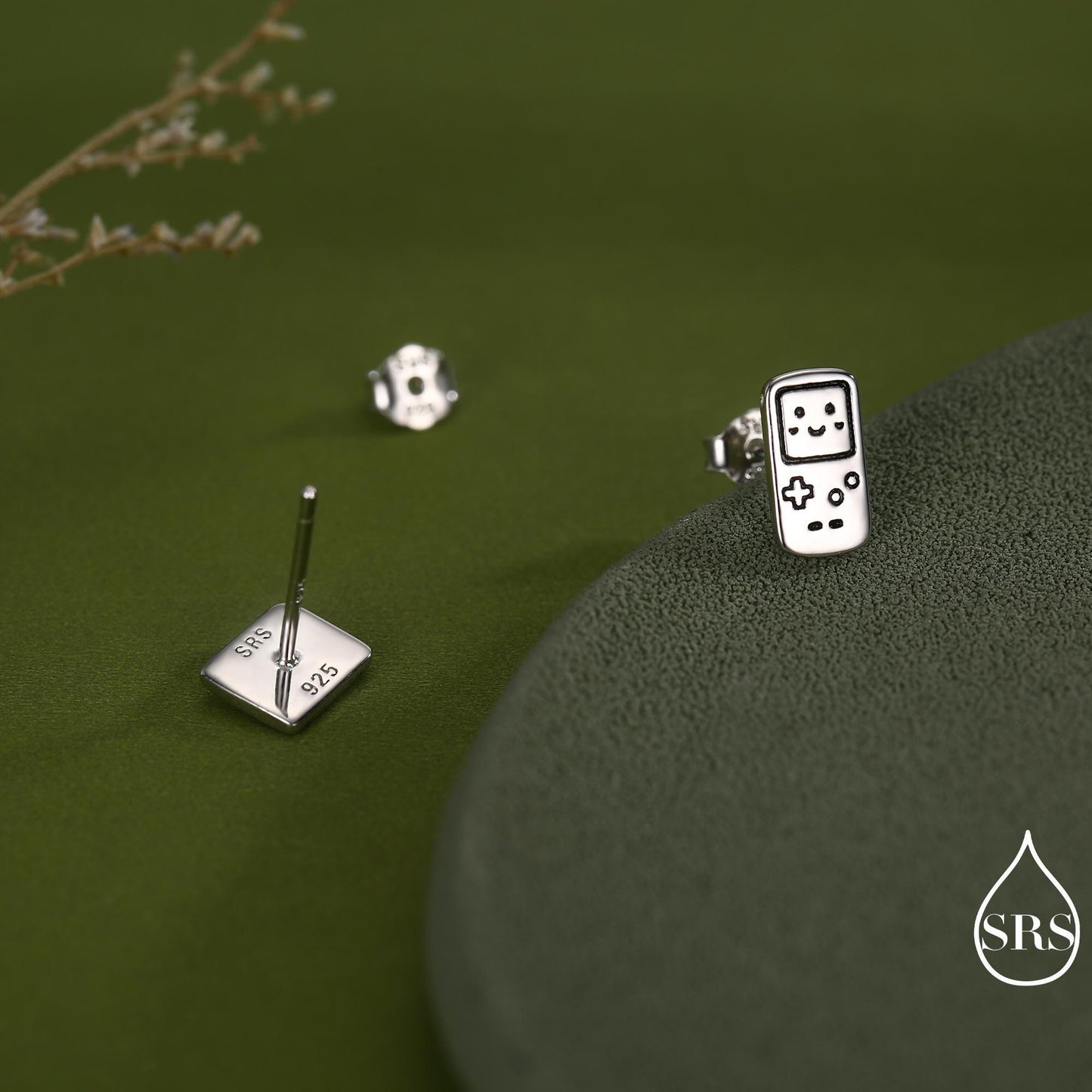 Retro Game Console & Music Cassette Tape Stud Earrings in Sterling Silver, Mismatched 90s Nostalgic Jewellery, Silver, Gold or Rose Gold