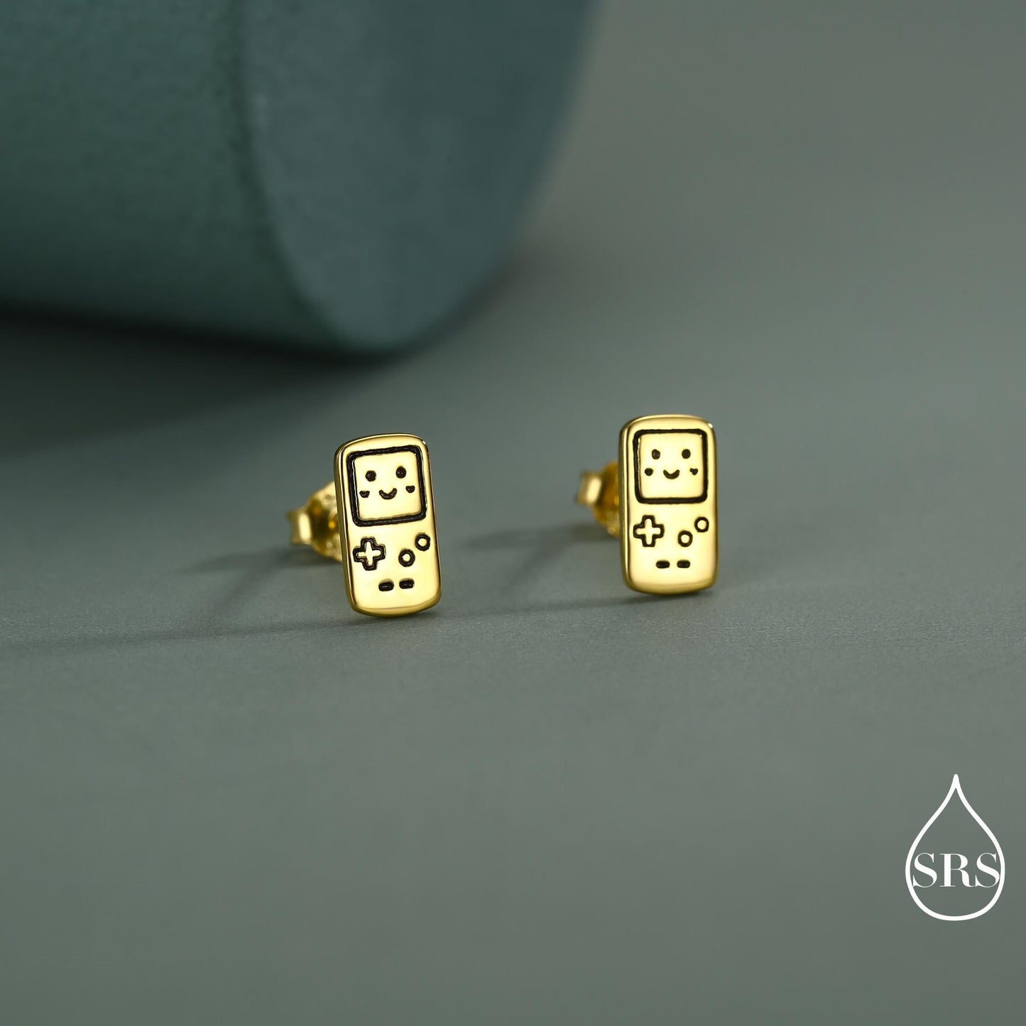 Retro Game Console Stud Earrings in Sterling Silver, 90s Nostalgic Jewellery, Silver, Gold or Rose Gold Finish