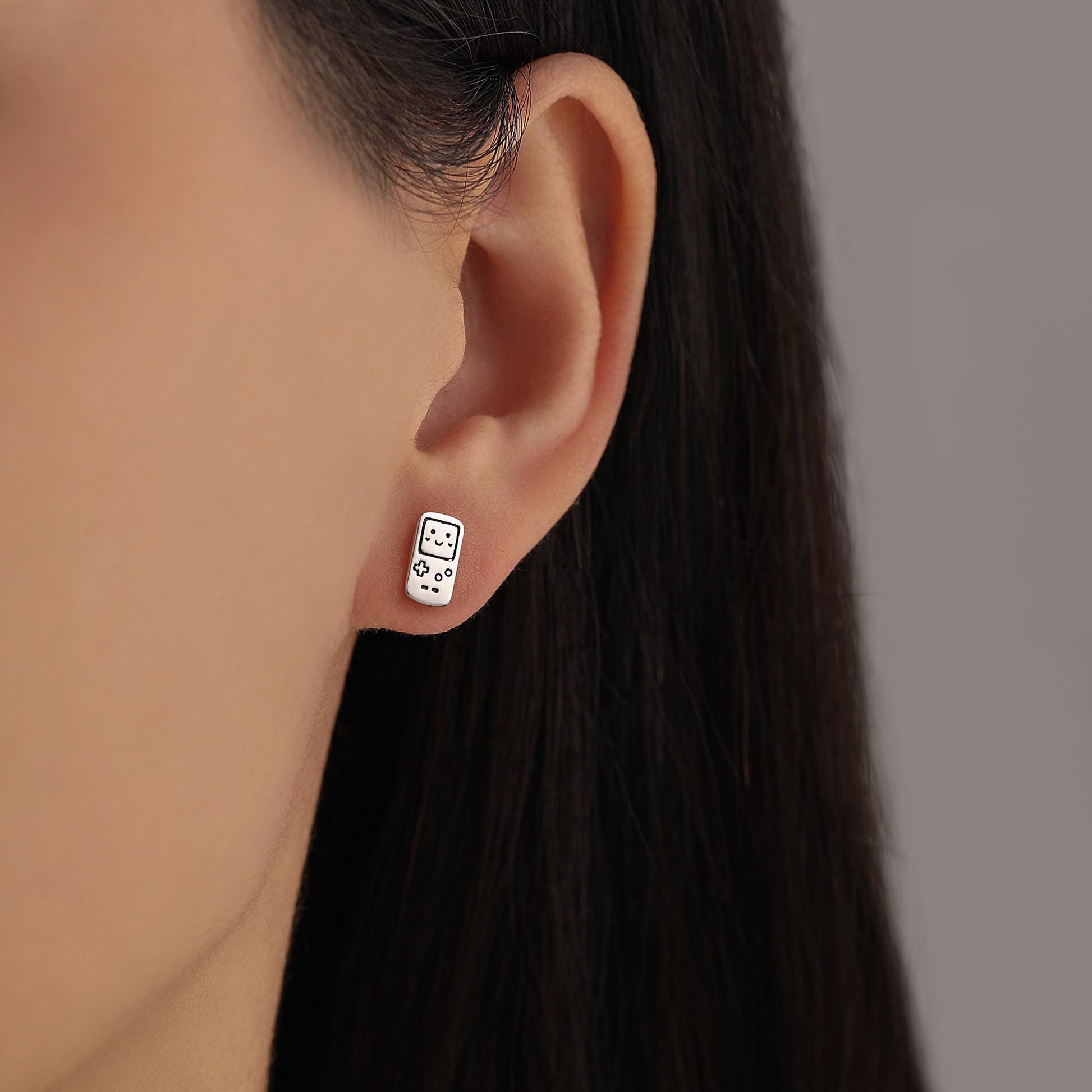 Retro Game Console Stud Earrings in Sterling Silver, 90s Nostalgic Jewellery, Silver, Gold or Rose Gold Finish