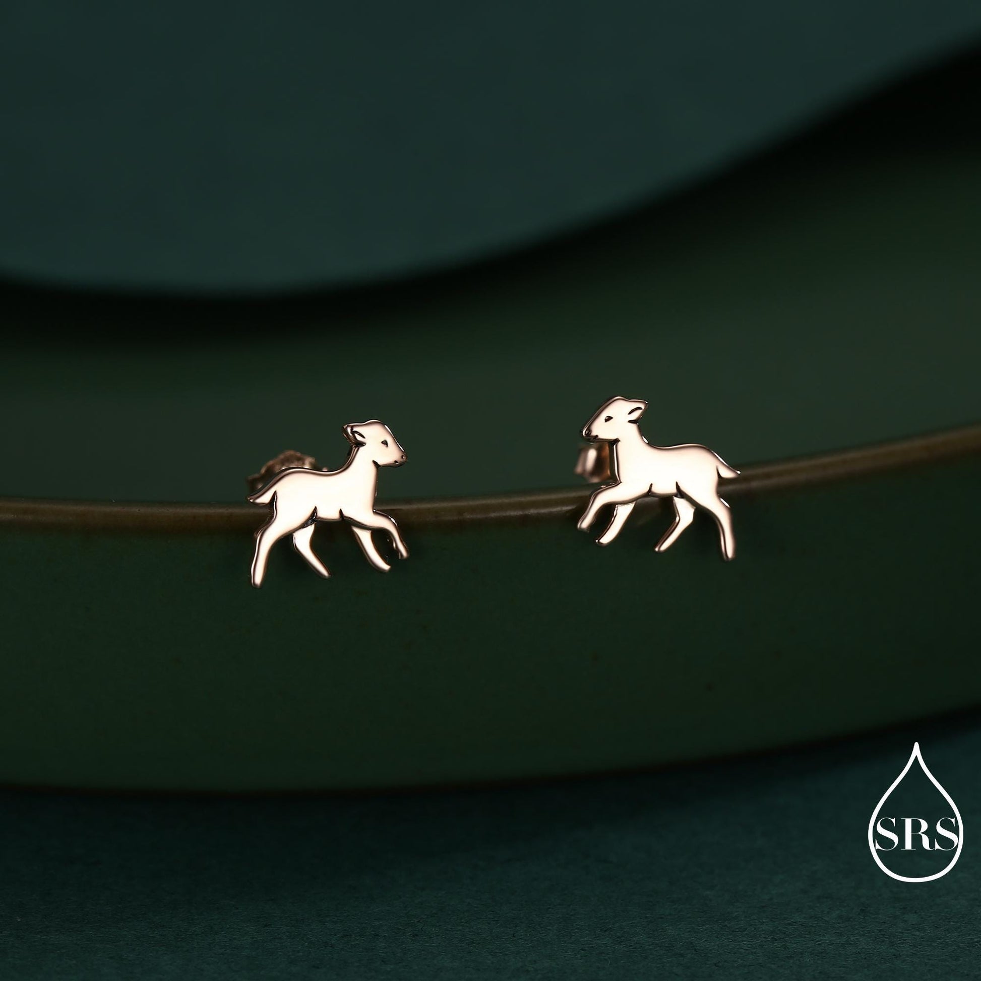 Baby Lamb stud earrings in Sterling Silver, Sheep Earrings, also in Gold or Rose Gold Finish, Nature Inspired, Pet Lover