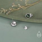 Sterling Silver Natural Dark Moss Agate Stud Earrings, 3mm 4mm 5mm and 6mm, Genuine Moss Agate Gemstone Stud, Minimalist Style