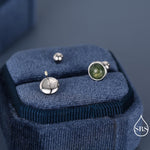 Natural Moss Agate Screw Back Earrings in Sterling Silver, 3mm, 4mm, 5mm and 6mm, Genuine Moss Agate Gemstone Stud