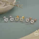 Tiny Open Heart 16G Internally Threaded Flat Back Earrings