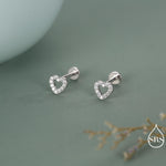 Tiny Open Heart 16G Internally Threaded Flat Back Earrings