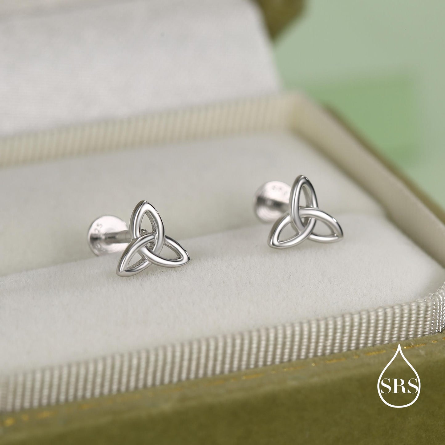 Sterling Silver Celtic Knot Flat-Back Studs, 16G 8mm Internally Threaded Flat Back Earrings