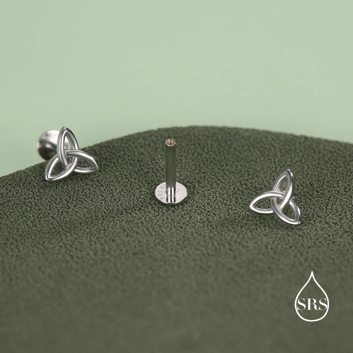 Sterling Silver Celtic Knot Flat-Back Studs, 16G 8mm Internally Threaded Flat Back Earrings