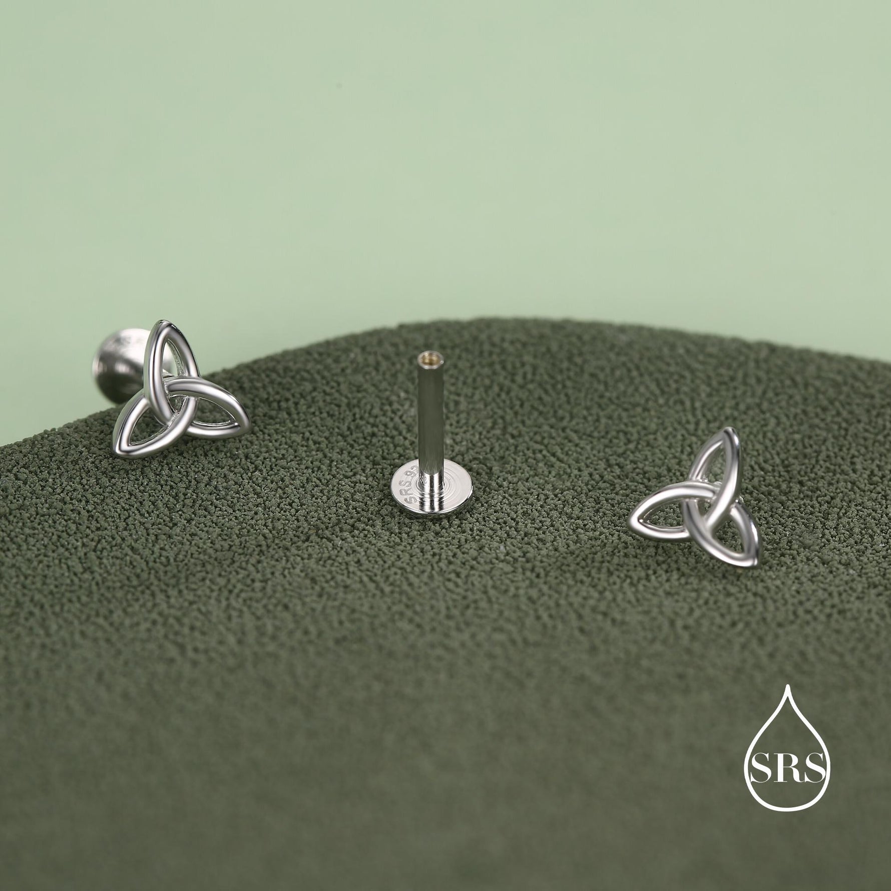 Sterling Silver Celtic Knot Flat-Back Studs, 16G 8mm Internally Threaded Flat Back Earrings