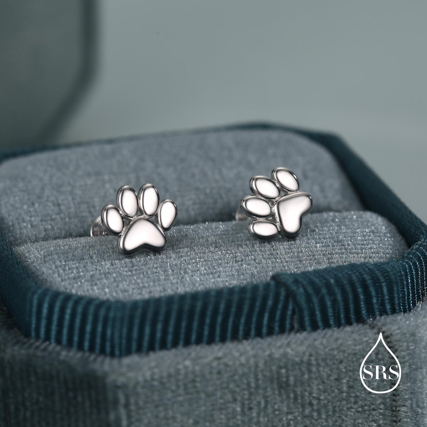 Very Tiny Paw Print Stud Earrings in Sterling Silver, Silver or Gold or Rose Gold, Pet Earrings, Dog Earrings, Cat Earrings