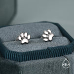 Very Tiny Paw Print Stud Earrings in Sterling Silver, Silver or Gold or Rose Gold, Pet Earrings, Dog Earrings, Cat Earrings
