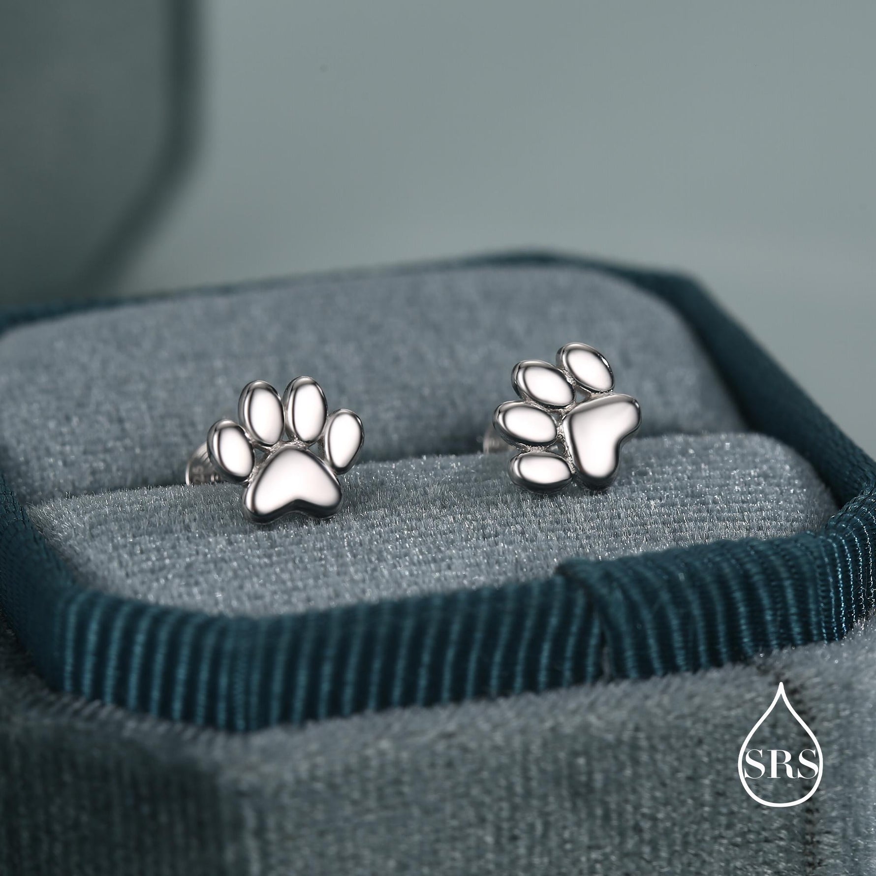 Very Tiny Paw Print Stud Earrings in Sterling Silver, Silver or Gold or Rose Gold, Pet Earrings, Dog Earrings, Cat Earrings
