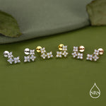 Opal Colour CZ Hydrangea Bouquet 16G Flat Back Earrings in Sterling Silver, 16G 8mm Flat Back Studs