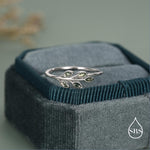 Sterling Silver Olive Branch Ring with Moss Agate, Silver or Gold, US 5 - 8 Olive Leaf Ring, Botanical Ring