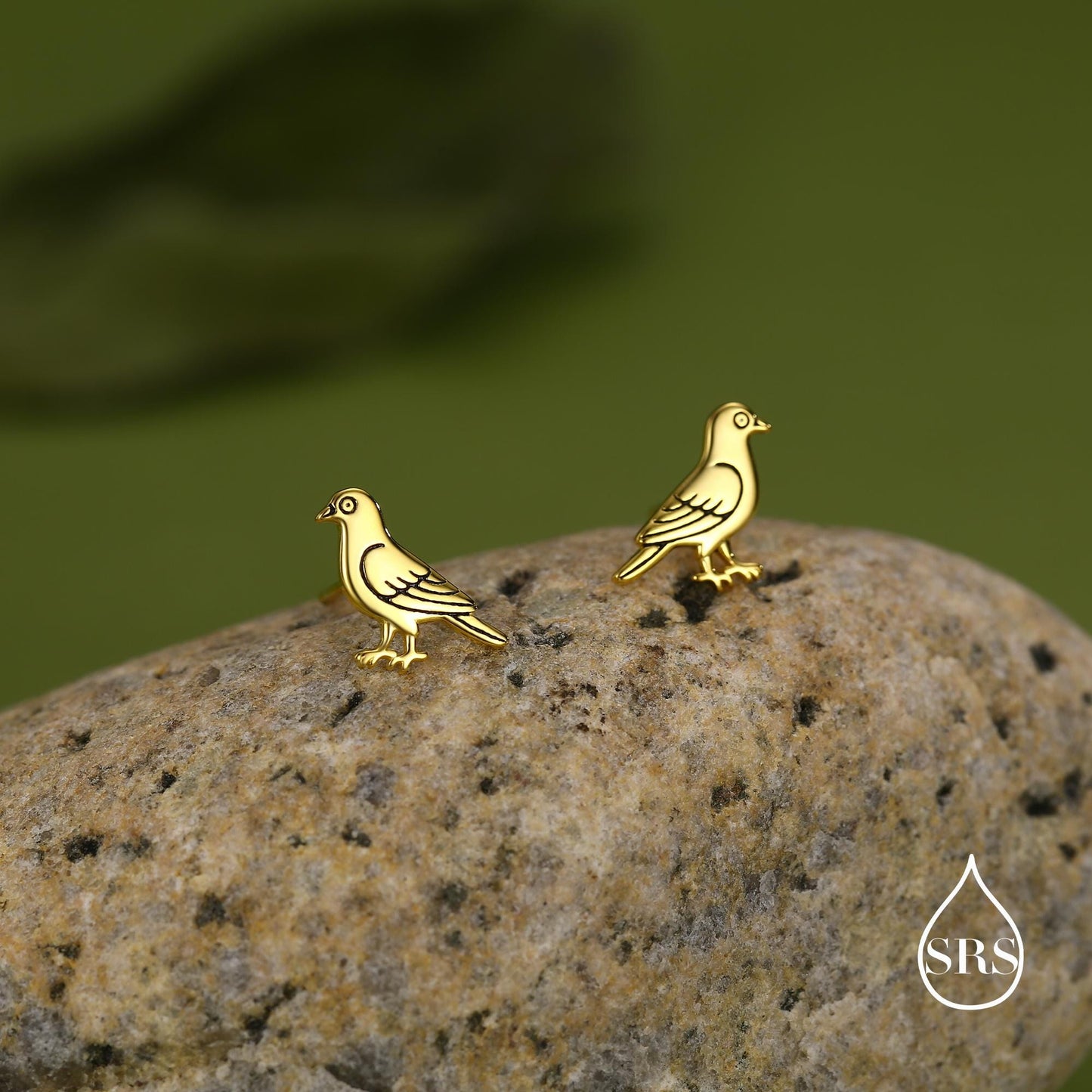 Cute Pigeon Bird Stud Earrings in Sterling Silver