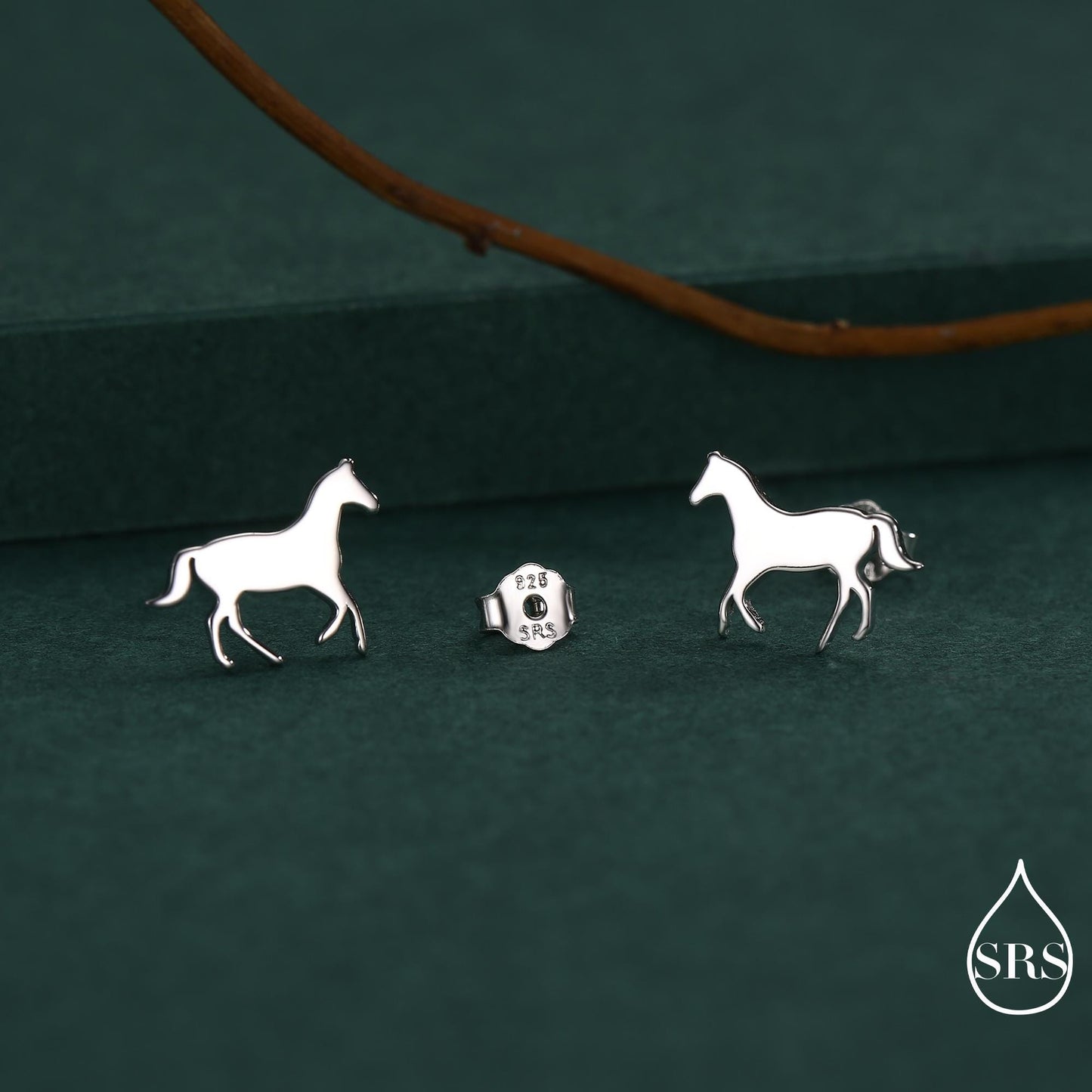 Little Galloping Horse Stud Earrings in Sterling Silver, Cute Fun Animal, Jewelry Gift for Her, Animal Lover, Nature Inspired