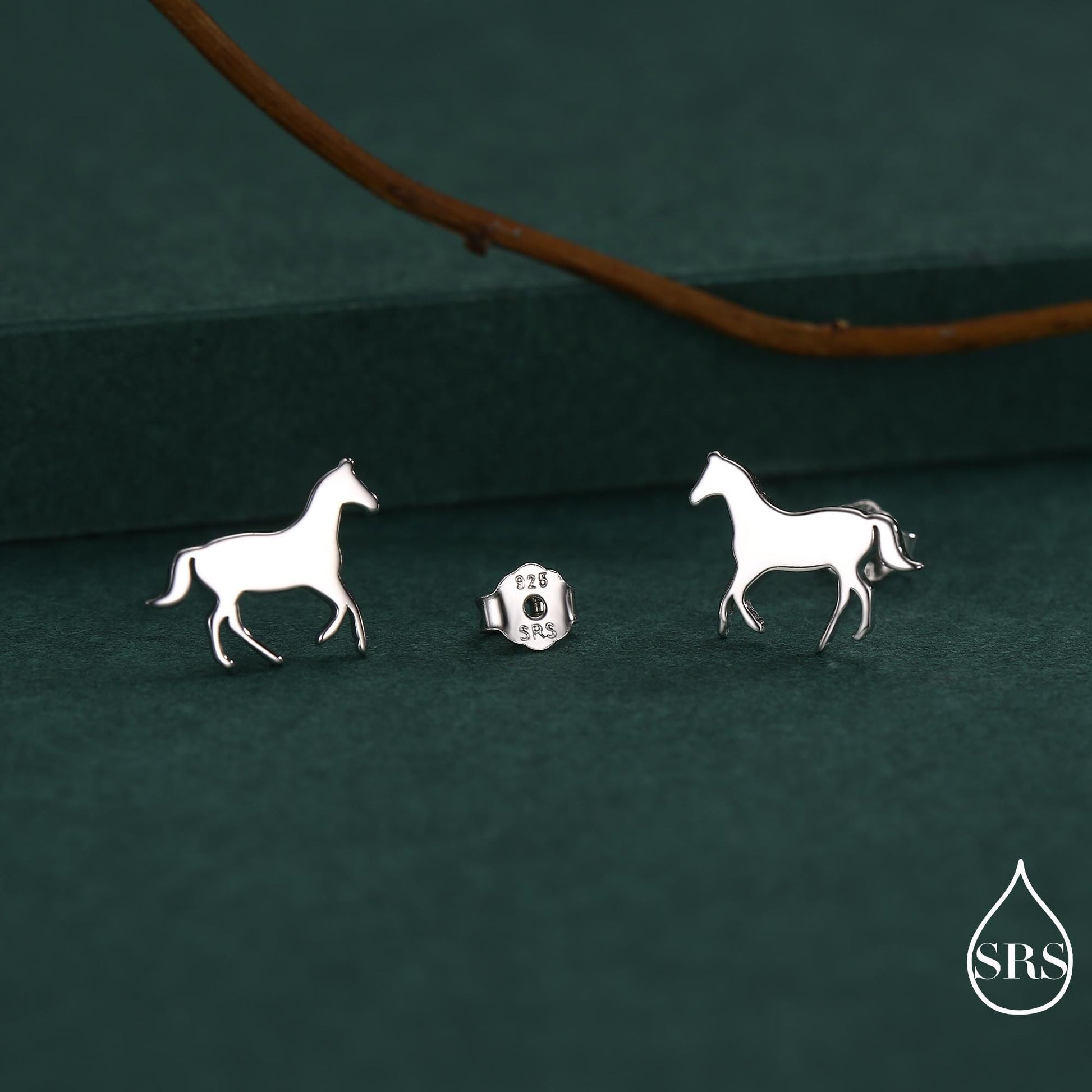 Little Galloping Horse Stud Earrings in Sterling Silver, Cute Fun Animal, Jewelry Gift for Her, Animal Lover, Nature Inspired