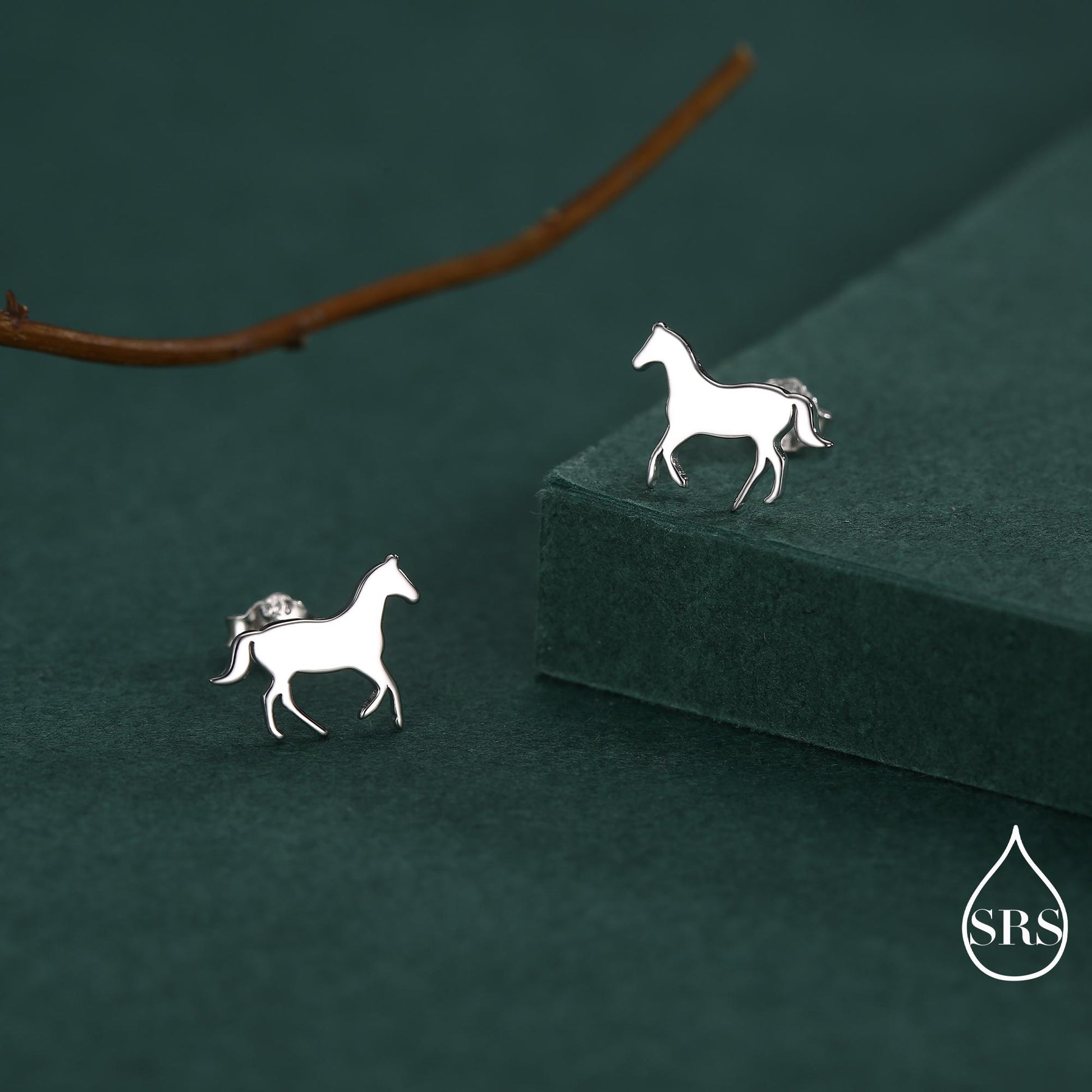 Little Galloping Horse Stud Earrings in Sterling Silver, Cute Fun Animal, Jewelry Gift for Her, Animal Lover, Nature Inspired