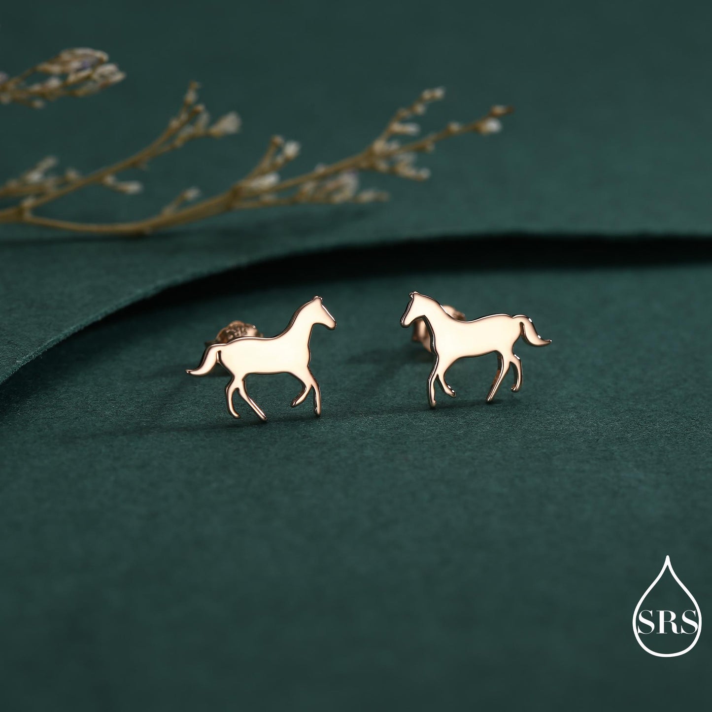 Little Galloping Horse Stud Earrings in Sterling Silver, Cute Fun Animal, Jewelry Gift for Her, Animal Lover, Nature Inspired