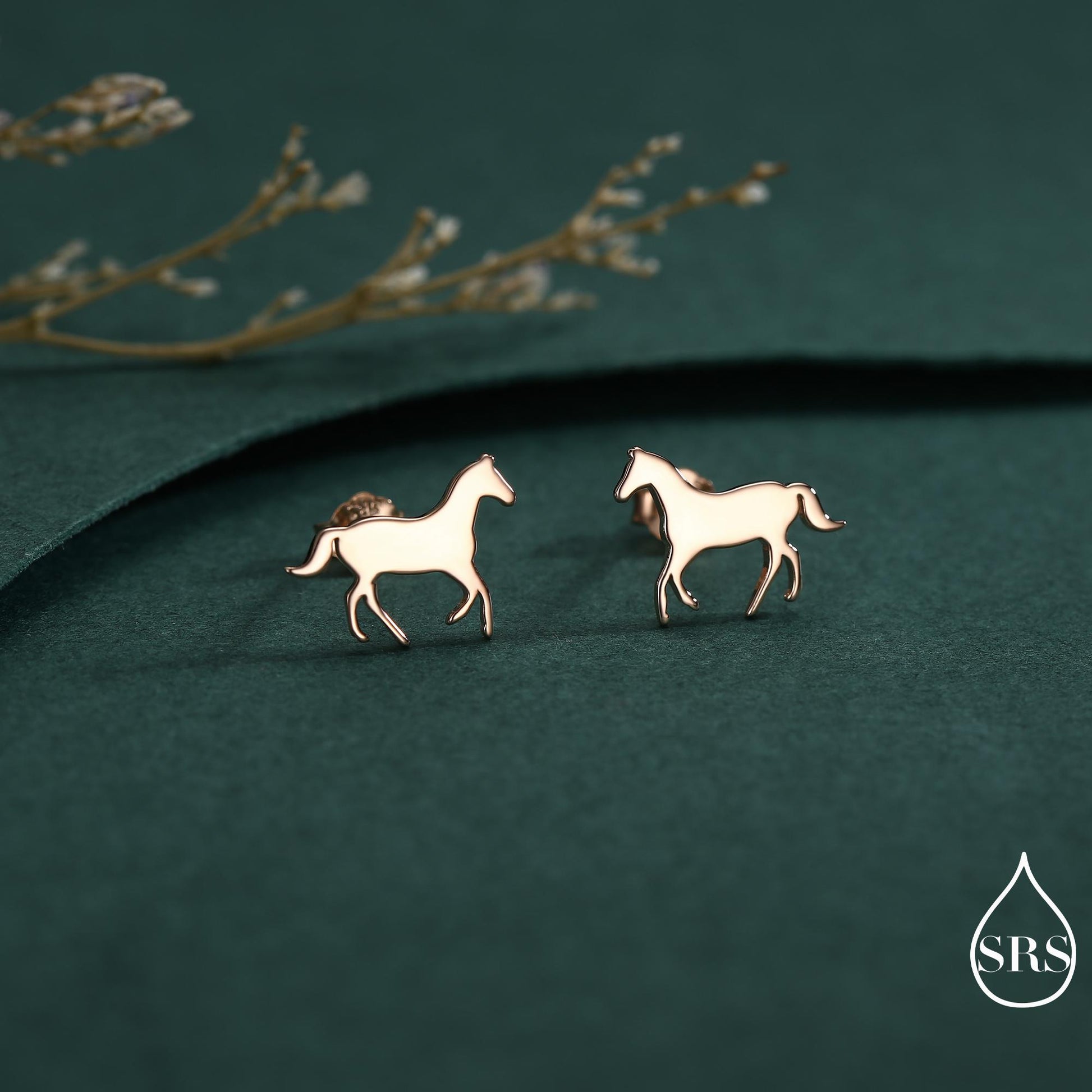 Little Galloping Horse Stud Earrings in Sterling Silver, Cute Fun Animal, Jewelry Gift for Her, Animal Lover, Nature Inspired