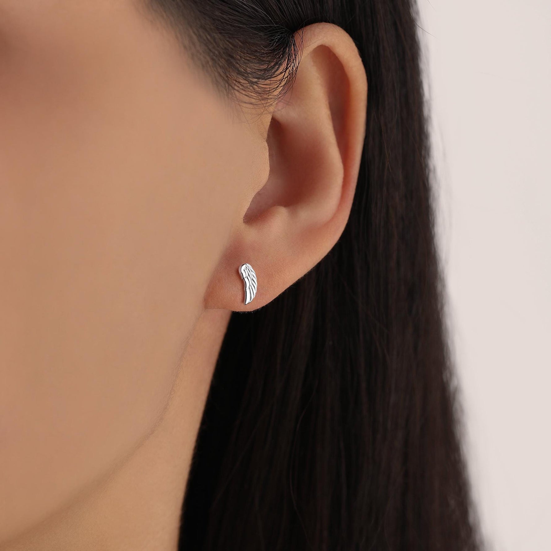 Sterling Silver Angel Wing 16G Flat Back Labret Earrings