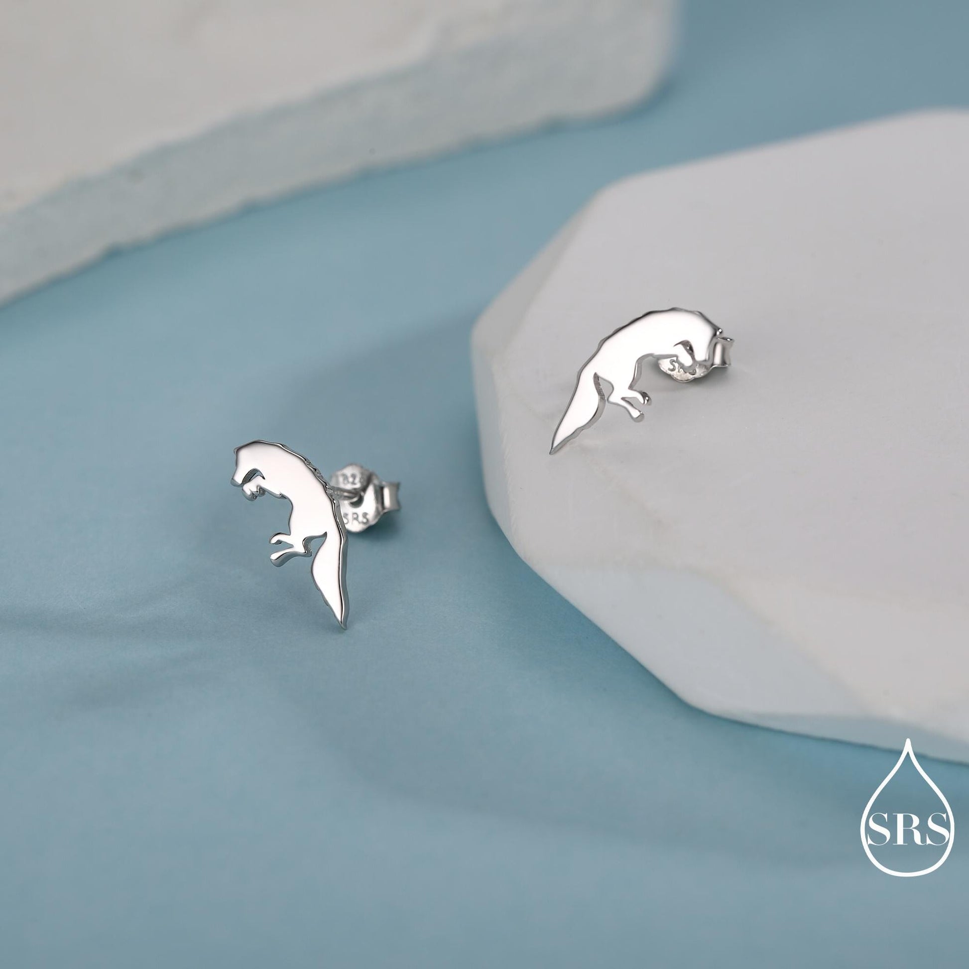 Jumping Fox Stud Earrings in Sterling Silver, Pouncing Fox Earrings, Nature Inspired Animal Earrings