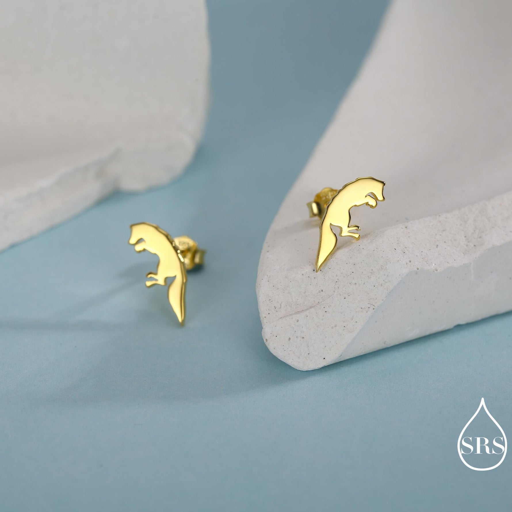 Jumping Fox Stud Earrings in Sterling Silver, Pouncing Fox Earrings, Gold or Rose Gold Finish, Nature Inspired Animal Earrings