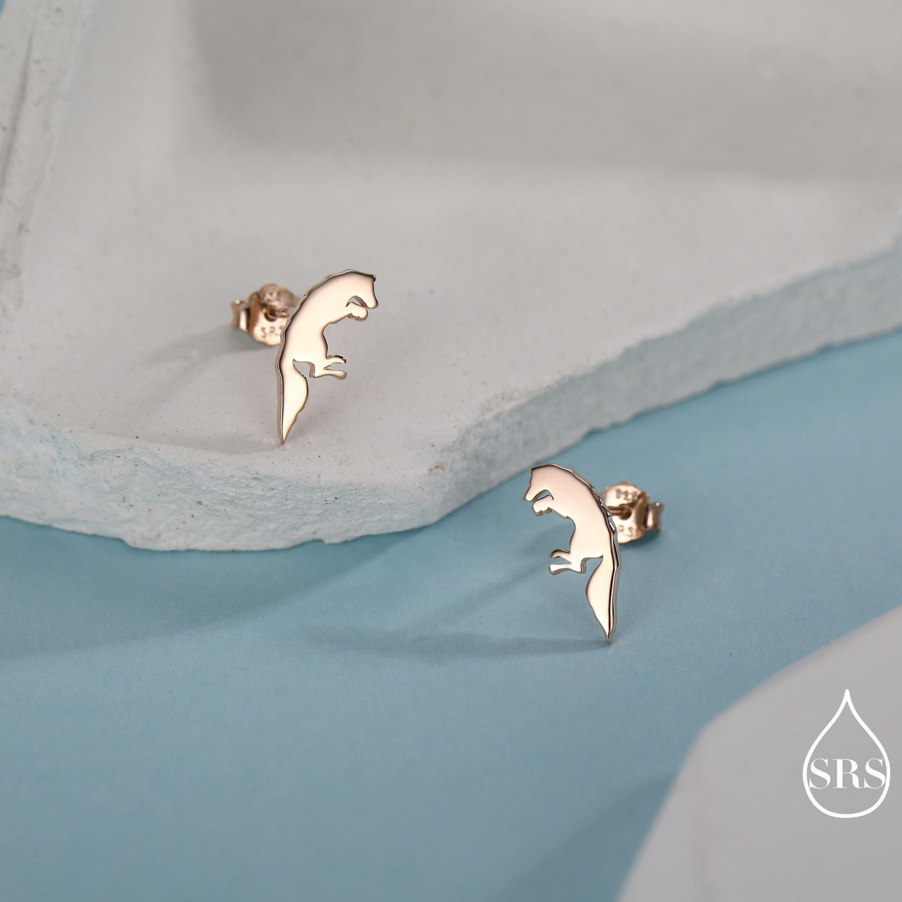 Jumping Fox Stud Earrings in Sterling Silver, Pouncing Fox Earrings, Gold or Rose Gold Finish, Nature Inspired Animal Earrings