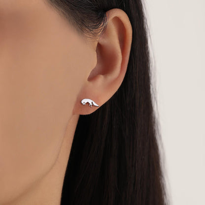 Jumping Fox Stud Earrings in Sterling Silver, Pouncing Fox Earrings, Nature Inspired Animal Earrings